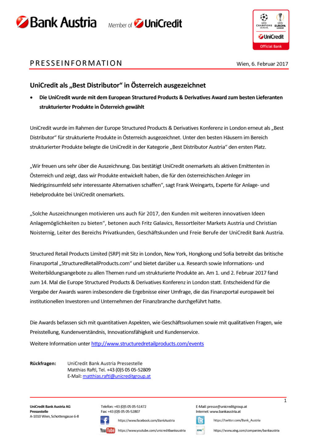 UniCredit als „Best Distributor“ in Österreich ausgezeichnet, Seite 1/1, komplettes Dokument unter http://boerse-social.com/static/uploads/file_2096_unicredit_als_best_distributor_in_osterreich_ausgezeichnet.pdf