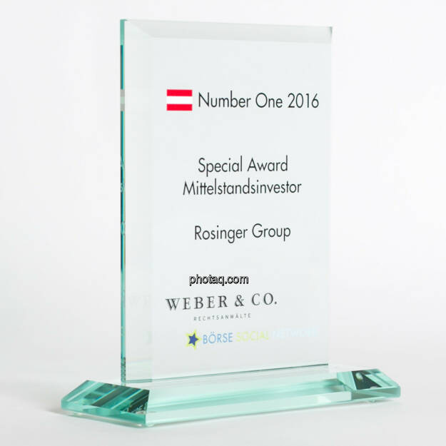 Number One Awards 2016 - Special Award Mittelstandsinvestor Rosinger Group, © photaq/Martina Draper (13.02.2017) 