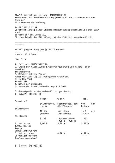 Och-Ziff meldet Einstieg bei Immofinanz, Seite 1/5, komplettes Dokument unter http://boerse-social.com/static/uploads/file_2110_och-ziff.pdf (14.02.2017) 