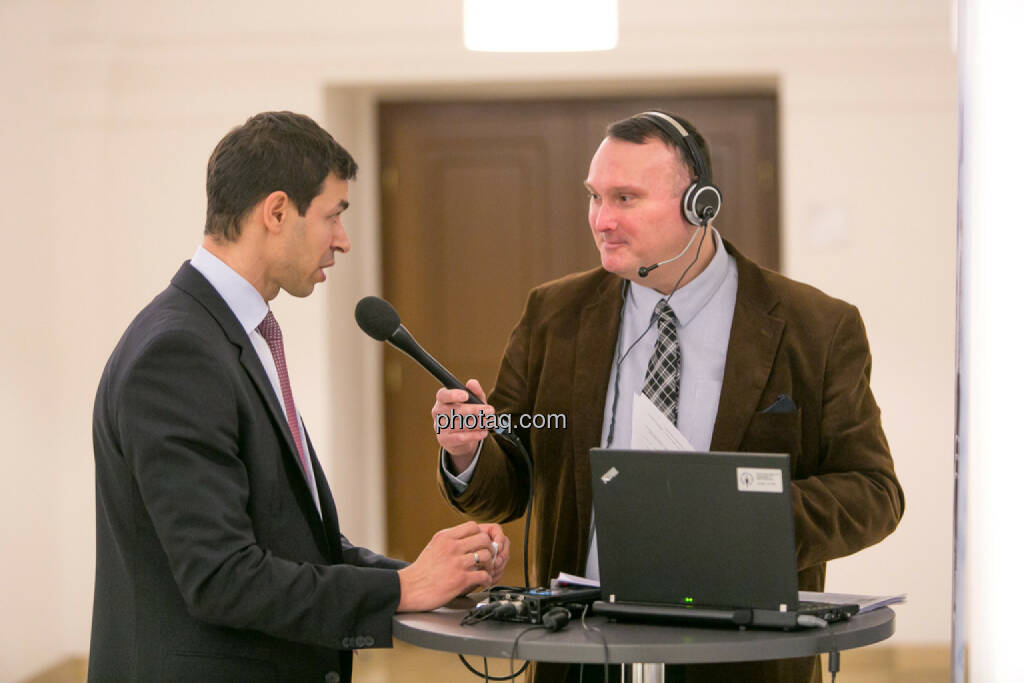 Michael Oplustil (Uniqa), Peter Heinrich (Börsenradio), © Martina Draper/photaq (16.02.2017) 