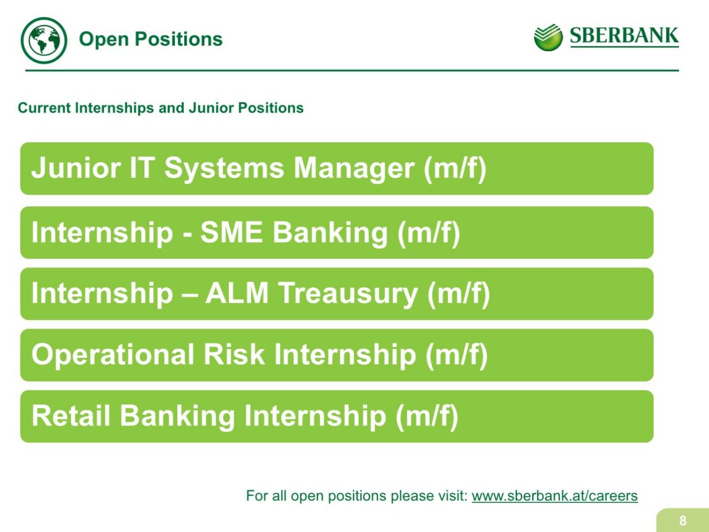 Sberbank Europe - Open Positions