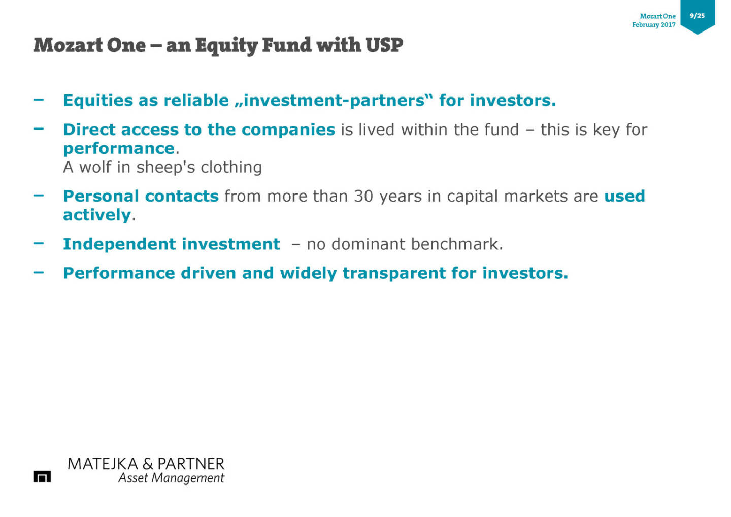 Mozart One – an Equity Fund with USP