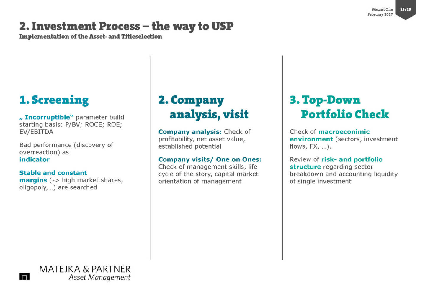 2. Investment Process – the way to USP