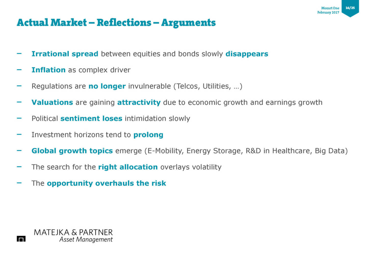 Actual Market – Reflections – Arguments