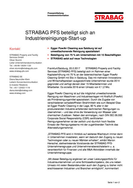 Strabag PFS beteiligt sich an Industriereinigungs-Start-up, Seite 1/2, komplettes Dokument unter http://boerse-social.com/static/uploads/file_2118_strabag_pfs_beteiligt_sich_an_industriereinigungs-start-up.pdf (20.02.2017) 