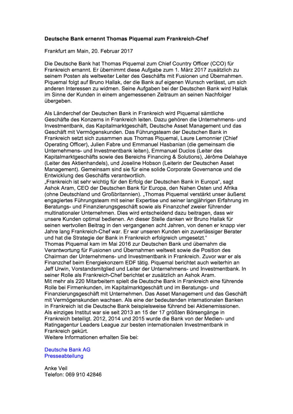 Deutsche Bank ernennt Thomas Piquemal zum Frankreich-Chef, Seite 1/2, komplettes Dokument unter http://boerse-social.com/static/uploads/file_2119_deutsche_bank_ernennt_thomas_piquemal_zum_frankreich-chef.pdf