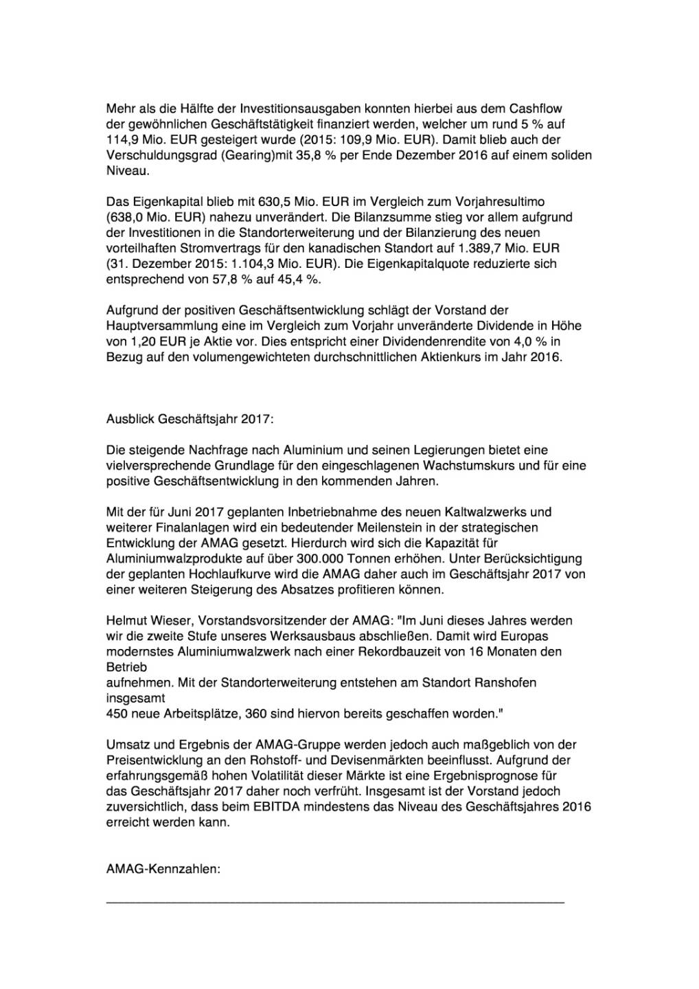 Amag: Geschäftsjahr 2016, Seite 2/4, komplettes Dokument unter http://boerse-social.com/static/uploads/file_2130_amag_geschaftsjahr_2016.pdf