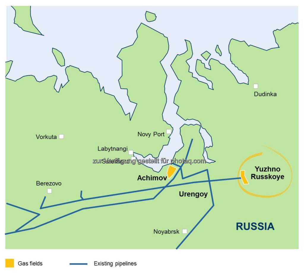 Karte Juschno Russkoje Gasfeld Westsibirien - OMV Aktiengesellschaft: OMV steigt in Upstream-Großprojekt in Russland ein (Fotocredit: OMV), © Aussender (06.03.2017) 