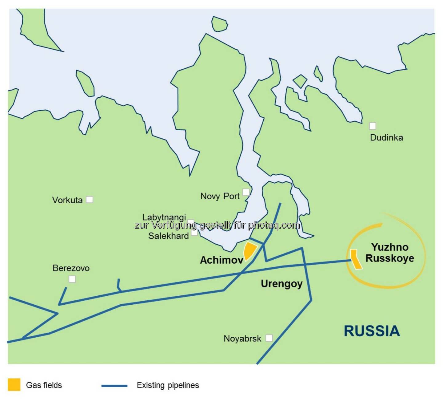 Karte Juschno Russkoje Gasfeld Westsibirien - OMV Aktiengesellschaft: OMV steigt in Upstream-Großprojekt in Russland ein (Fotocredit: OMV)