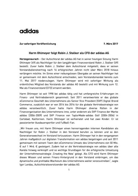 adidas: Harm Ohlmeyer neuer CFO, Seite 1/3, komplettes Dokument unter http://boerse-social.com/static/uploads/file_2143_adidas_harm_ohlmeyer_neuer_cfo.pdf (07.03.2017) 