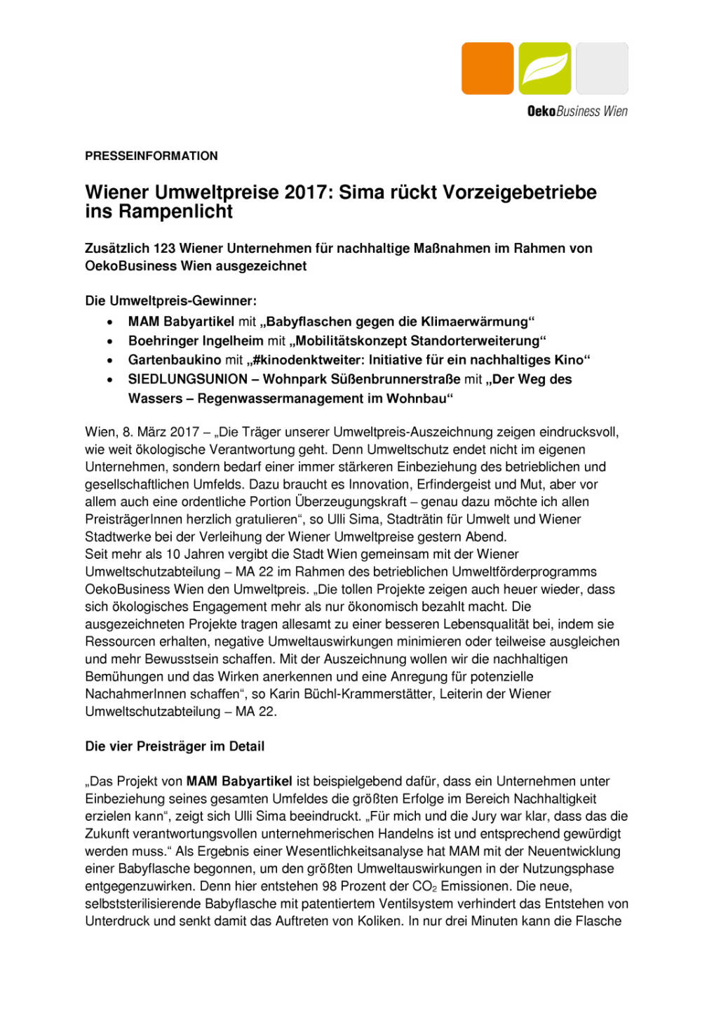 Wiener Umweltpreise 2017: Sima rückt Vorzeigebetriebe ins Rampenlicht, Seite 1/3, komplettes Dokument unter http://boerse-social.com/static/uploads/file_2150_wiener_umweltpreise_2017_sima_ruckt_vorzeigebetriebe_ins_rampenlicht.pdf