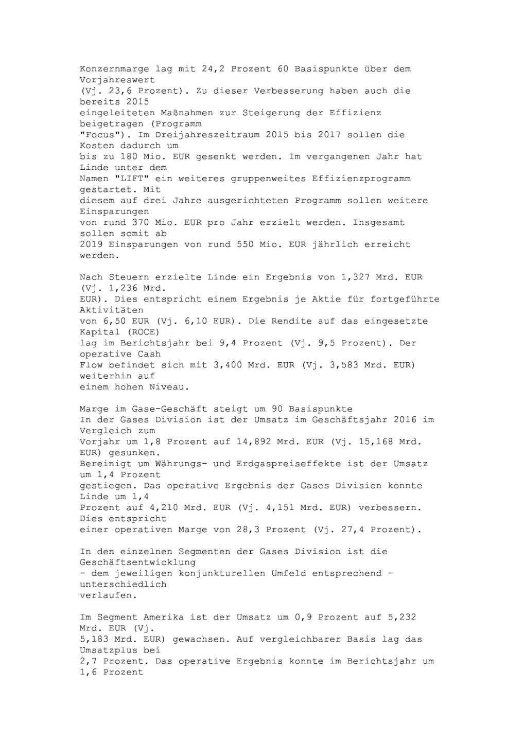 Linde: Jahresergebnis 2016, Seite 3/17, komplettes Dokument unter http://boerse-social.com/static/uploads/file_2152_linde_jahresergebnis_2016.pdf