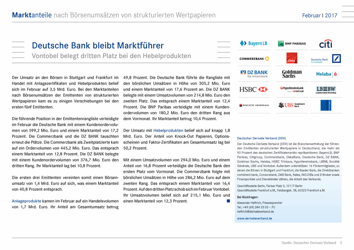 Marktanteile nach Börsenumsätze: Deutsche Bank bleibt Marktführer, Seite 2/15, komplettes Dokument unter http://boerse-social.com/static/uploads/file_2153_marktanteile_nach_borsenumsatze_deutsche_bank_bleibt_marktfuhrer.pdf