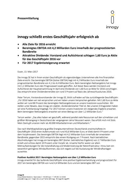 Innogy: erstes Geschäftsjahr, Seite 1/6, komplettes Dokument unter http://boerse-social.com/static/uploads/file_2156_innogy_erstes_geschaftsjahr.pdf (13.03.2017) 