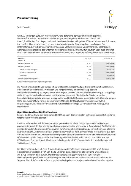 Innogy: erstes Geschäftsjahr, Seite 2/6, komplettes Dokument unter http://boerse-social.com/static/uploads/file_2156_innogy_erstes_geschaftsjahr.pdf (13.03.2017) 