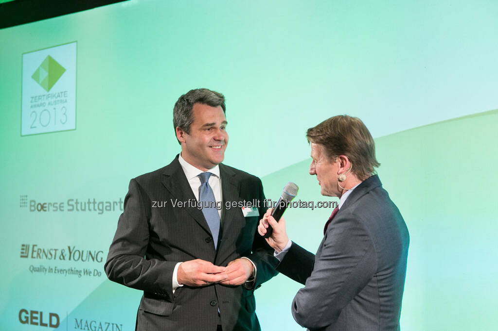 Michel Vukusic (Brokerjet), Lars Brandau (Deutscher Derivate Verband), © Martina Draper für BE / finanzmarktfoto.at (14.05.2013) 