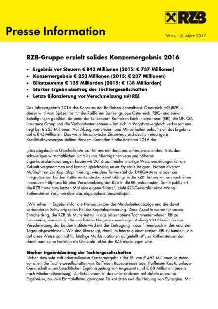 RZB: Konzernergebnis 2016, Seite 1/4, komplettes Dokument unter http://boerse-social.com/static/uploads/file_2162_rzb_konzernergebnis_2016.pdf (15.03.2017) 