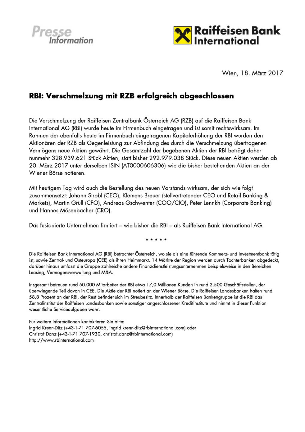 RBI: Verschmelzung mit RZB erfolgreich abgeschlossen, Seite 1/1, komplettes Dokument unter http://boerse-social.com/static/uploads/file_2165_rbi_verschmelzung_mit_rzb_erfolgreich_abgeschlossen.pdf