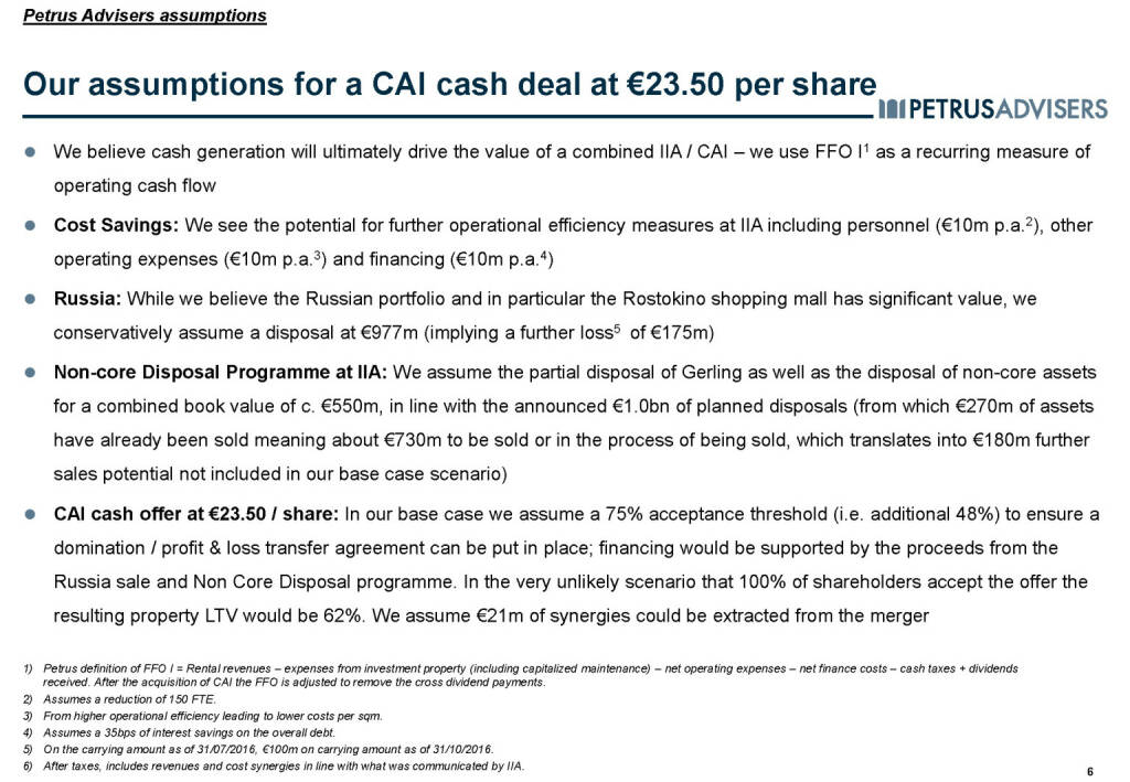 Our assumptions for a CAI cash deal at €23.50 per share - Petrus Advisers (20.03.2017) 