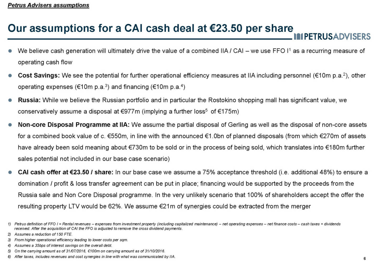 Our assumptions for a CAI cash deal at €23.50 per share - Petrus Advisers