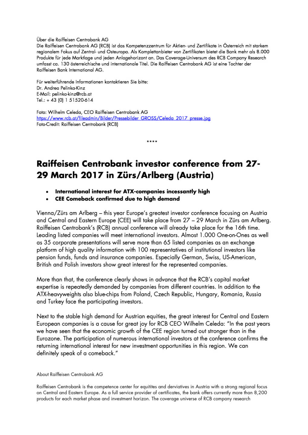 Raiffeisen Centrobank Investorenkonferenz vom 27.-29. März 2017 in Zürs am Arlberg, Seite 2/3, komplettes Dokument unter http://boerse-social.com/static/uploads/file_2168_raiffeisen_centrobank_investorenkonferenz_vom_27-29_marz_2017_in_zurs_am_arlberg.pdf