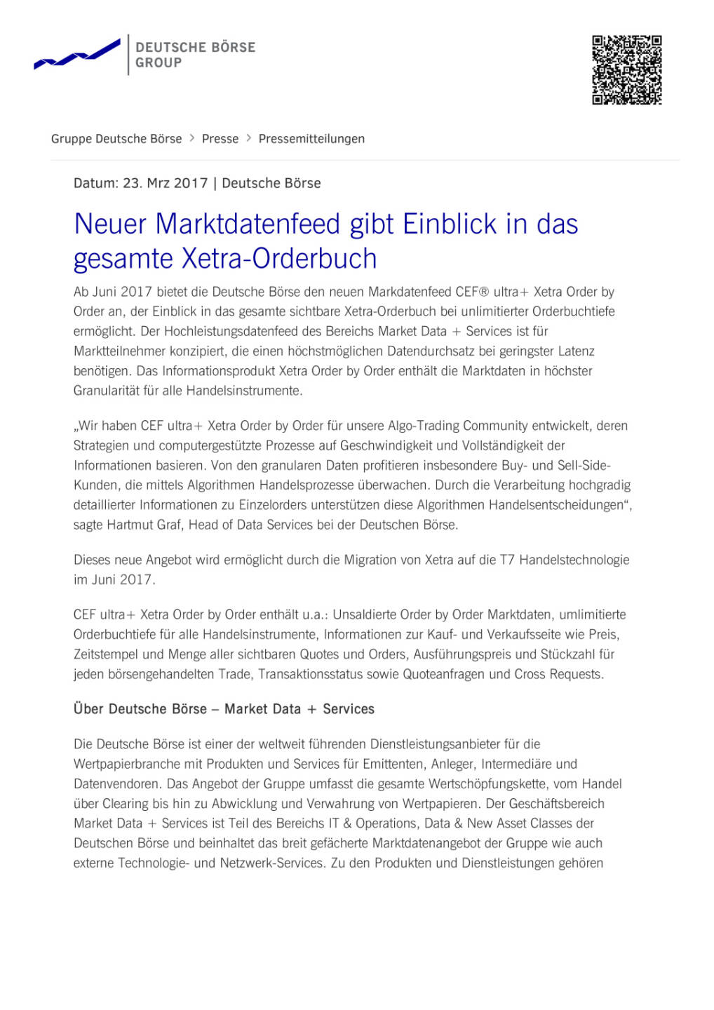 Neuer Marktdatenfeed gibt Einblick in das gesamte Xetra-Orderbuch, Seite 1/2, komplettes Dokument unter http://boerse-social.com/static/uploads/file_2176_neuer_marktdatenfeed_gibt_einblick_in_das_gesamte_xetra-orderbuch.pdf