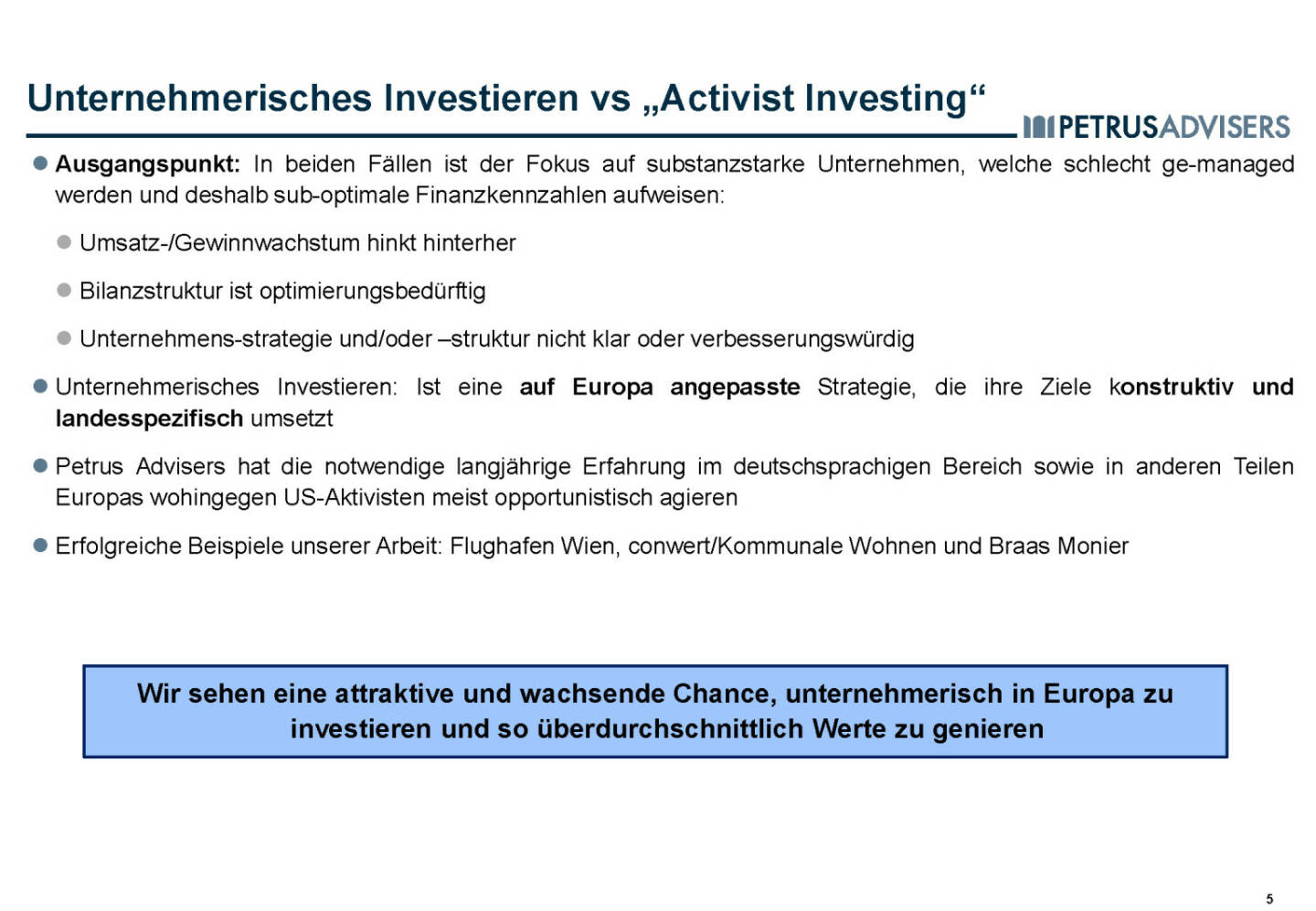 Petrus Advisers - Unternehmerisches Investieren