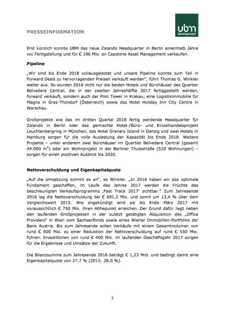 UBM erzielt zweitbestes Jahr in der Geschichte und bestätigt vorläufige Zahlen, Seite 2/4, komplettes Dokument unter http://boerse-social.com/static/uploads/file_2197_ubm_erzielt_zweitbestes_jahr_in_der_geschichte_und_bestatigt_vorlaufige_zahlen.pdf (06.04.2017) 