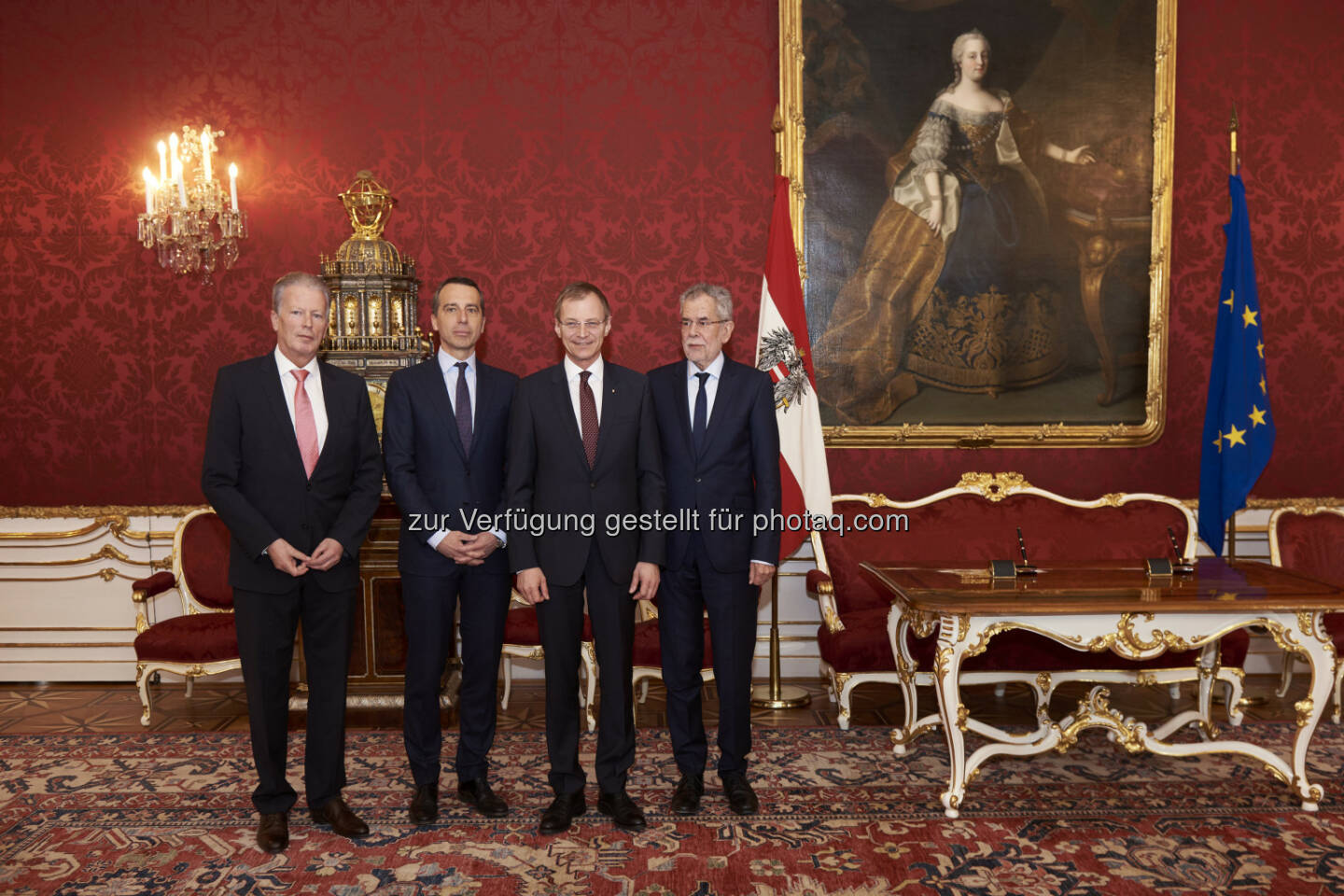 Vizekanzler Reinhold Mitterlehner, Bundeskanzler Christian Kern, Thomas Stelzer und Bundespräsident Alexander Van der Bellen - Angelobung Thomas Stelzer - Landeshauptmann OÖ (Bild: Michael Rausch-Schott)