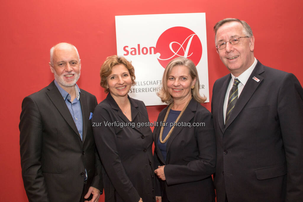 Dr. Gerald Bachinger (Sprecher der Patientenanwälte), Mag. pharm. Corinna Prinz-Stremitzer (Salon A-Obfrau Stv.), Mag. pharm. Dr. Ulrike Mursch-Edlmayr (Salon A-Obfrau), Dr. Theodor Thanner (Generaldirektor der Bundeswettbewerbsbehörde) - Salon A - Gesellschaft der österreichischen Apotheker: Salon A: Wettbewerb? Ja, aber fair! (Fotocredit: Welldone/Schaller), © Aussender (10.04.2017) 