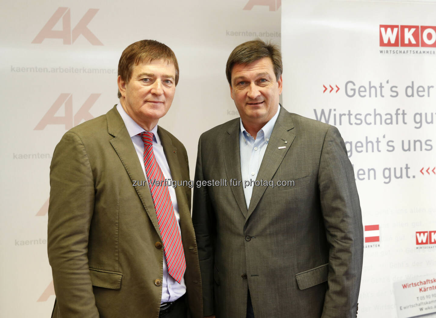 AK-Präsident Günther Goach (l.) und WKK Präsident Jürgen Mandl - Arbeiterkammer Kärnten: Kärntner Sozialpartner: Auflösung des Zukunftsfonds keine Frage des Wollens (Fotograf: GERT EGGENBERGER / Fotocredit: AK Kärnten)