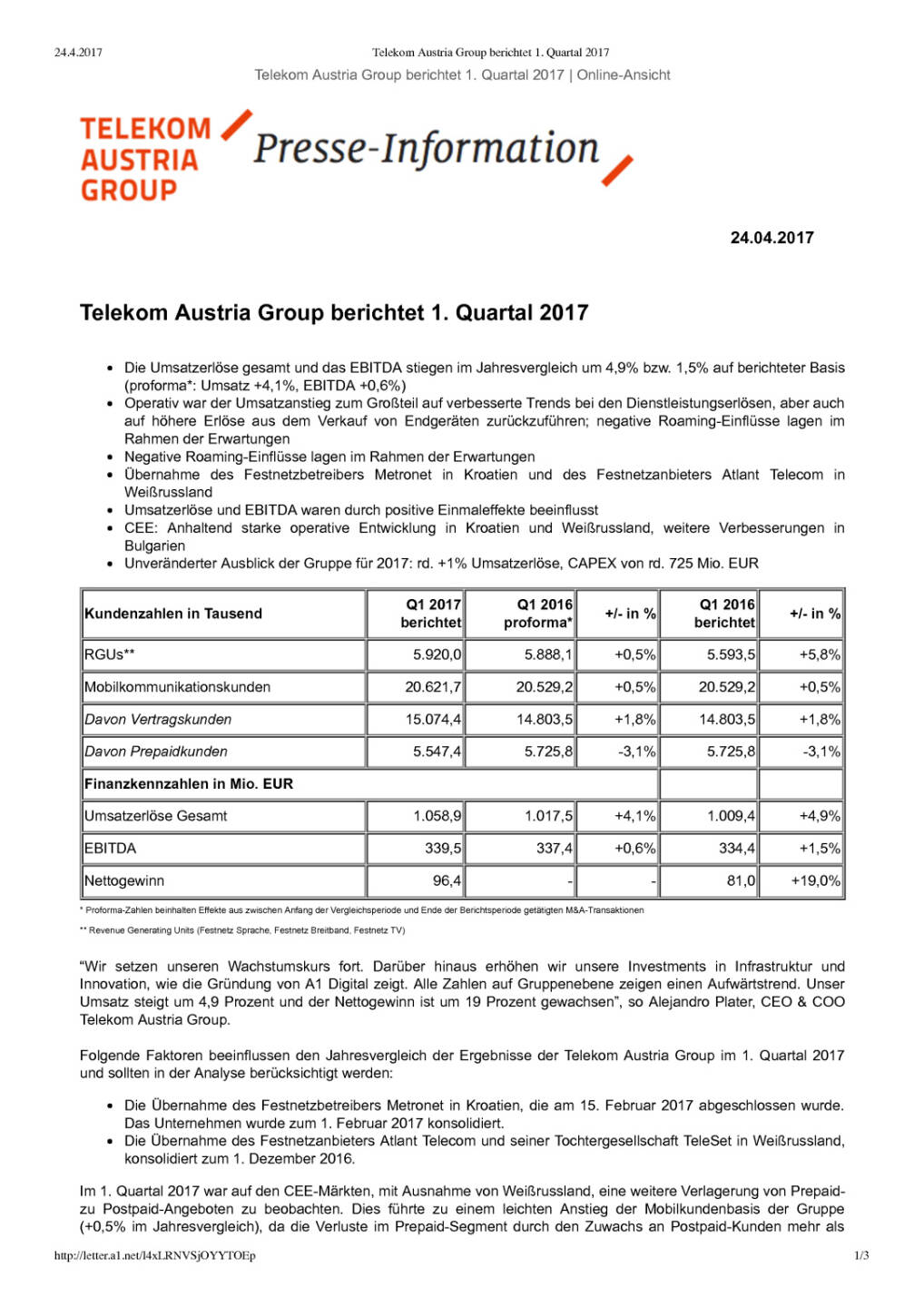 Telekom Austria: Q1/2017, Seite 1/3, komplettes Dokument unter http://boerse-social.com/static/uploads/file_2217_telekom_austria_q12017.pdf