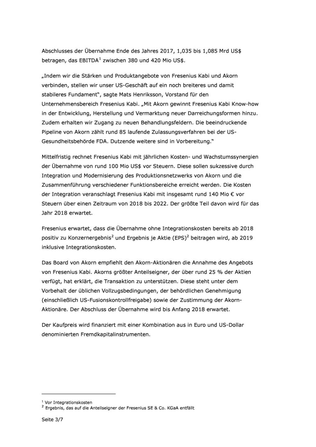 Fresenius Übernahmen, Seite 3/7, komplettes Dokument unter http://boerse-social.com/static/uploads/file_2218_fresenius_ubernahmen.pdf