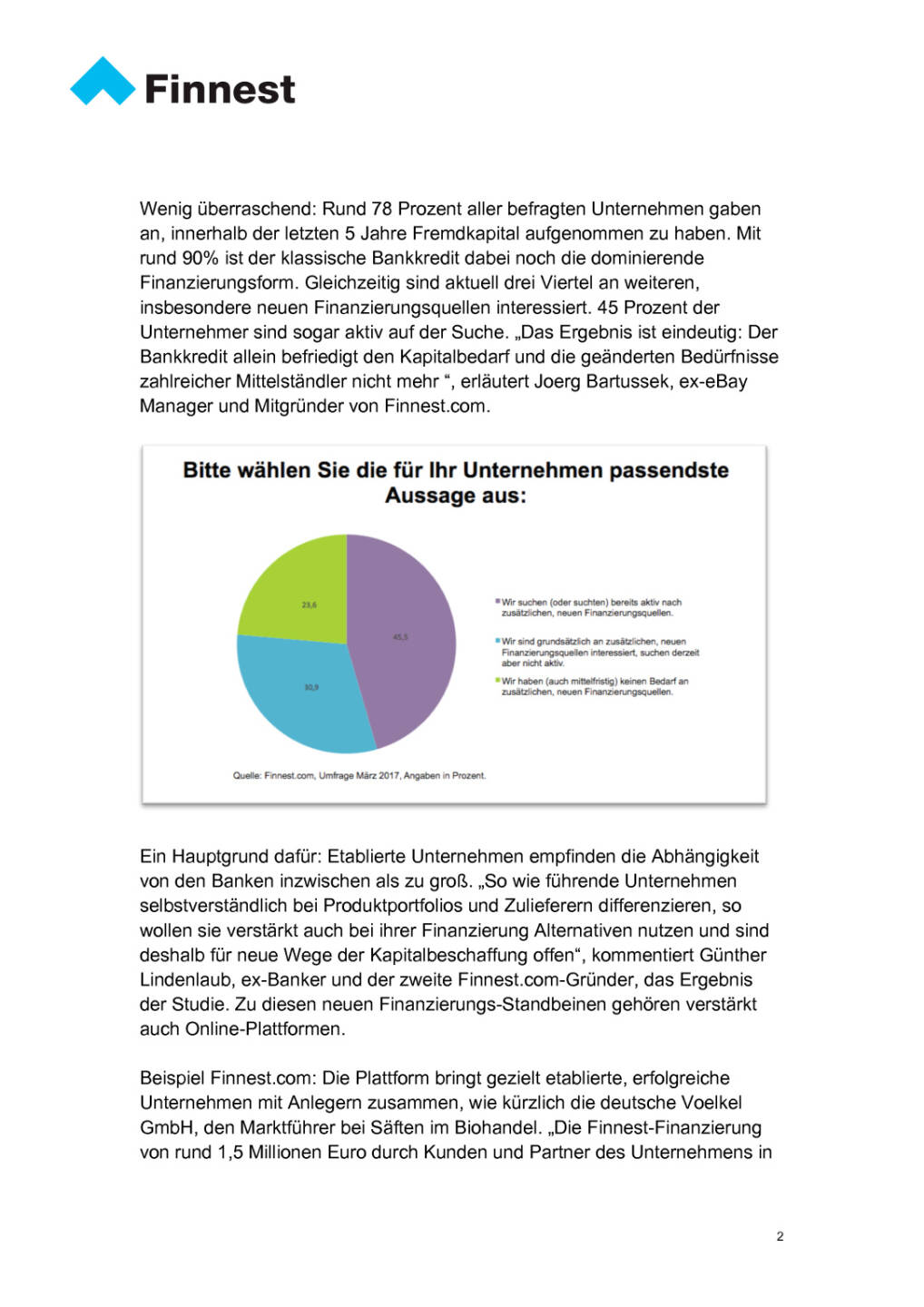 Umfrage: Mittelständler sehen viel Potenzial in Online- Finanzierungen, Seite 2/6, komplettes Dokument unter http://boerse-social.com/static/uploads/file_2220_umfrage_mittelstandler_sehen_viel_potenzial_in_online-_finanzierungen.pdf