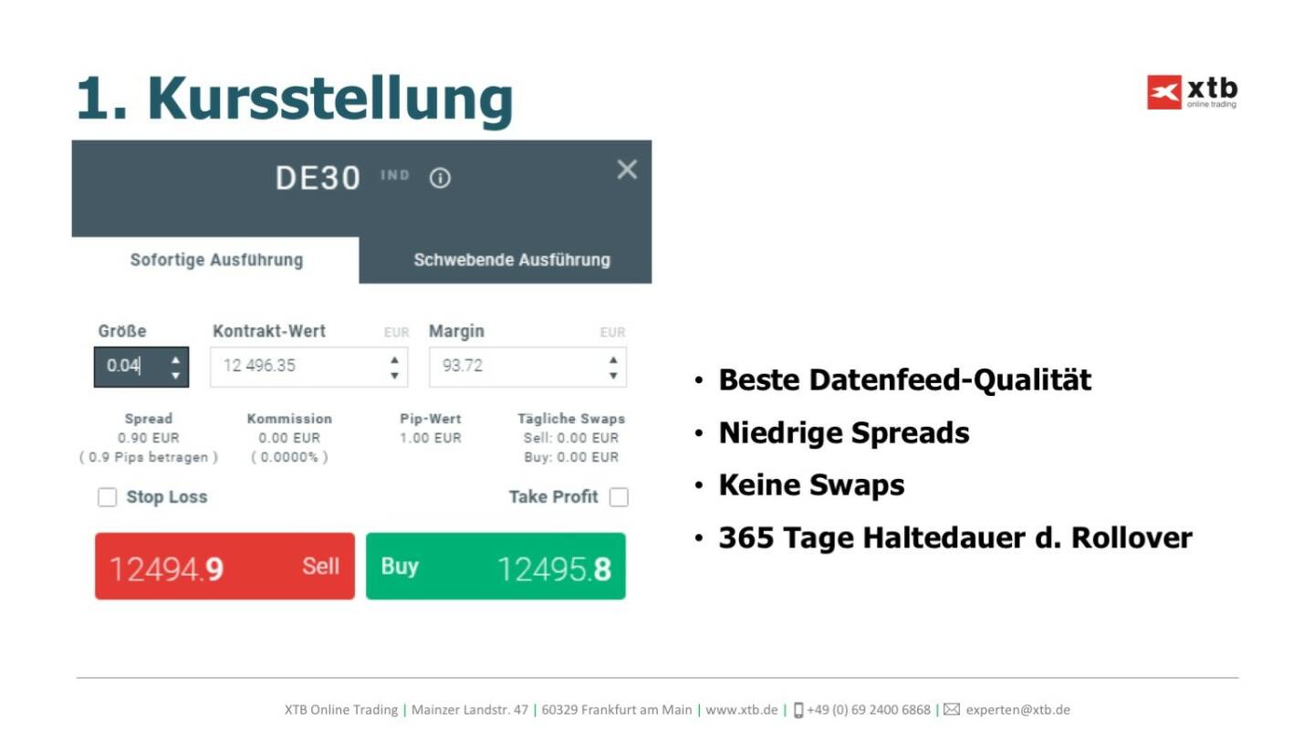 Präsentation xtb online trading - Kursstellung