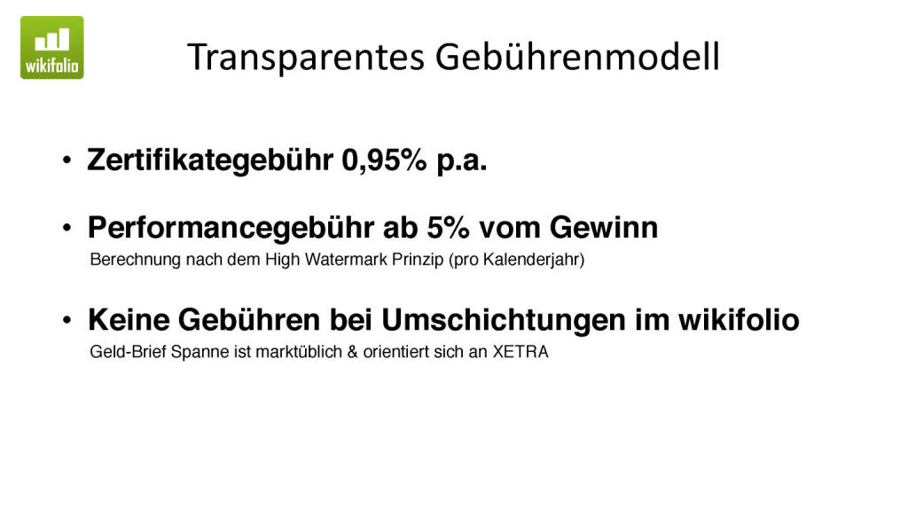 Präsentation Wikifolio - Transparentes Gebührenmodell (27.04.2017)