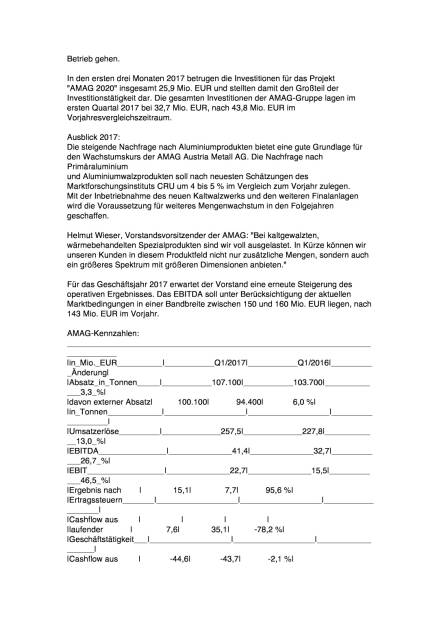 Amag: Zahlen Q1/2017, Seite 2/4, komplettes Dokument unter http://boerse-social.com/static/uploads/file_2233_amag_zahlen_q12017.pdf (03.05.2017) 