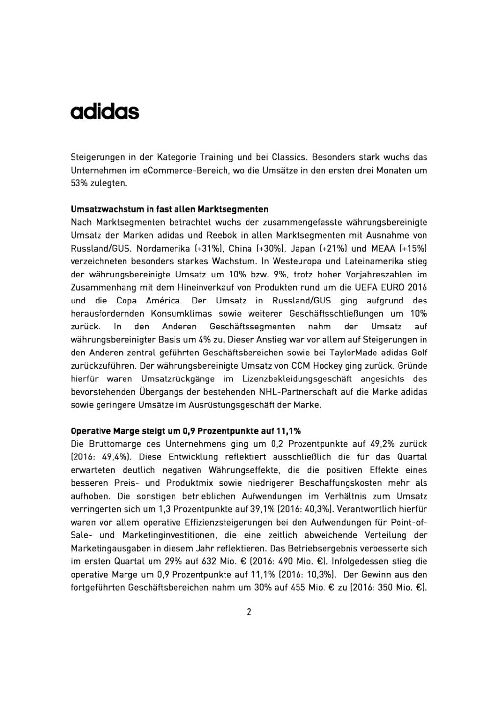 adidas: Ergebnisse Q1/2017, Seite 2/6, komplettes Dokument unter http://boerse-social.com/static/uploads/file_2236_adidas_ergebnisse_q12017.pdf