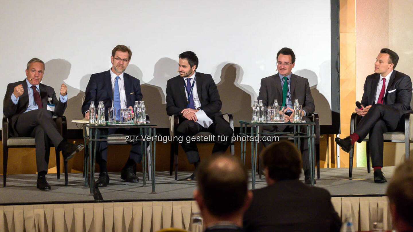 Dr. Adam Lessing, Vorstandsmitglied VAIÖ / AbgzNR Mag. Andreas Zakostelsky, ÖVP / Jakob Zirm, Die Presse / AbgzNR Matthias Köchl, Die Grünen / Dr. Christoph Boschan, Wiener Börse - 4. Finanzplaner Forum (Photo by Marko Kovic)