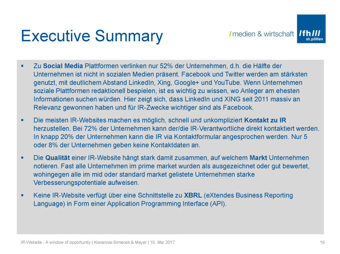 Summary - IR-Websites Studie