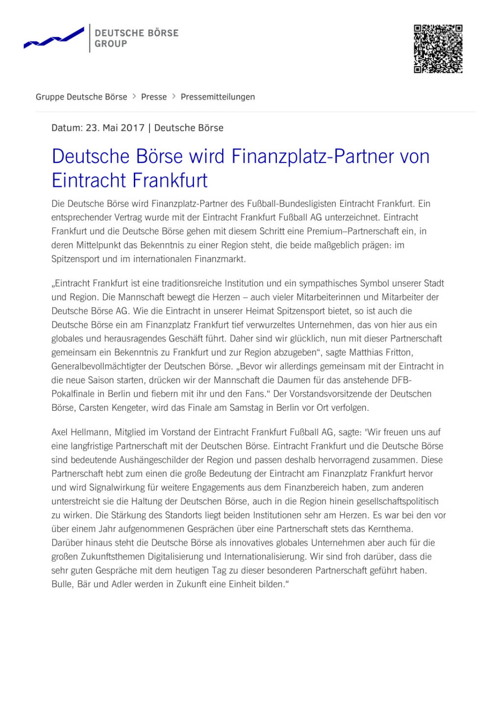 Deutsche Börse und Eintracht Frankfurt gehen Partnerschaft ein, Seite 1/3, komplettes Dokument unter http://boerse-social.com/static/uploads/file_2262_deutsche_borse_und_eintracht_frankfurt_gehen_partnerschaft_ein.pdf