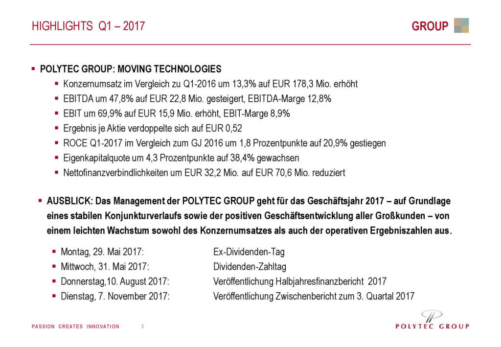 Polytec - Highlights Q1 - 2017 (30.05.2017) 