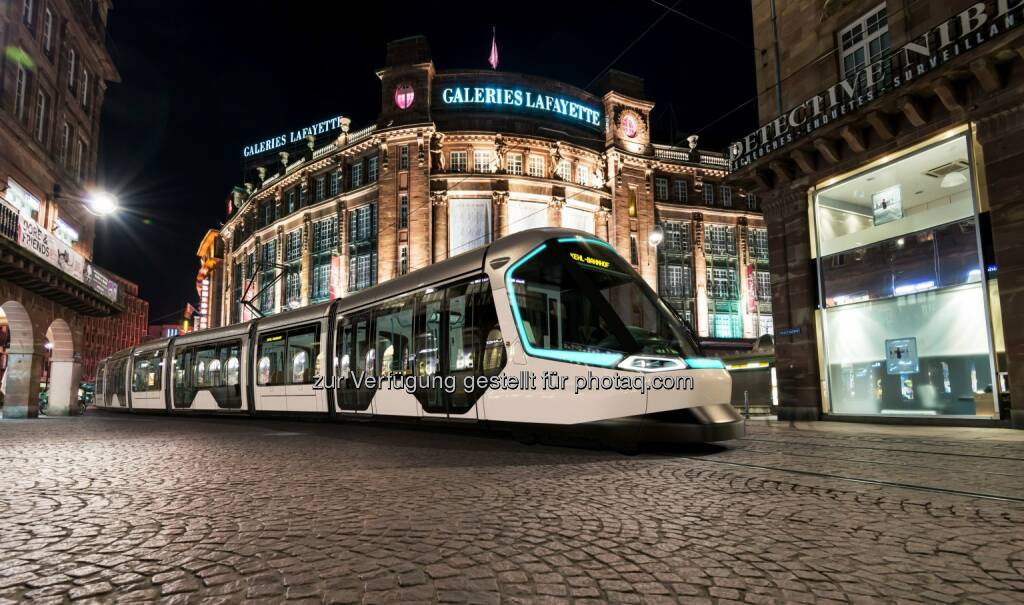 Straßenbahn Citadis auf dem Weg von Straßburg nach Kehl - Groupe PSA: Peugeot Design Lab entwirft Straßenbahn Citadis (Fotocredit: ALSTOM TRANSPORT DESIGN&STYLING), © Aussendung (31.05.2017) 