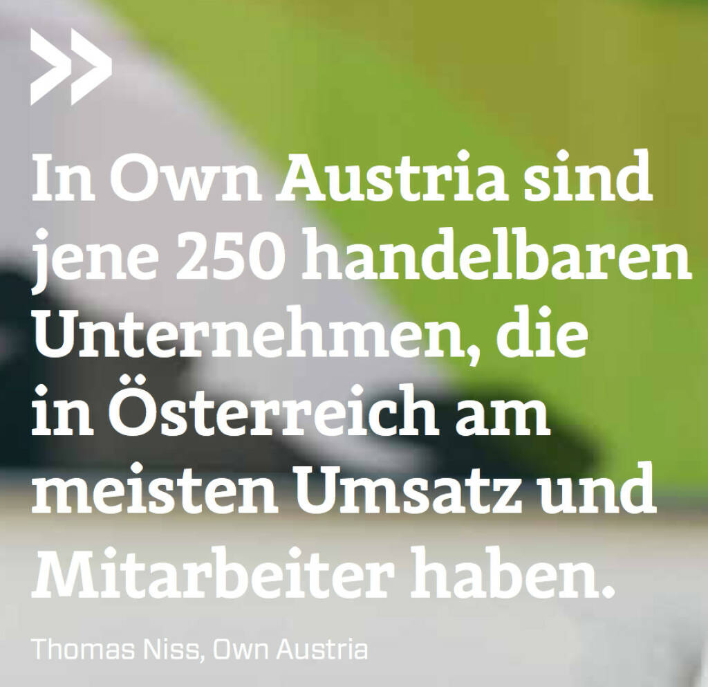 In Own Austria sind jene 250 handelbaren Unternehmen, die in Österreich am meisten Umsatz und Mitarbeiter haben. (Thomas Niss, Own Austria) (12.06.2017)