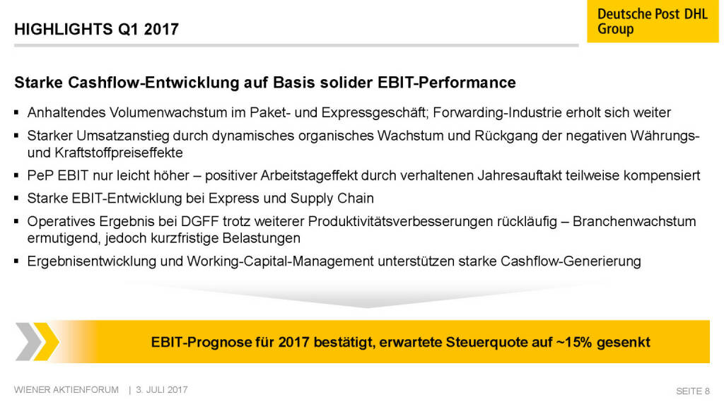 Präsentation Deutsche Post - Highlights Q1 2017 (02.07.2017)