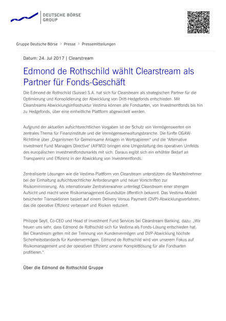 Edmond de Rothschild wählt Clearstream als Partner für Fonds-Geschäft, Seite 1/2, komplettes Dokument unter http://boerse-social.com/static/uploads/file_2295_edmond_de_rothschild_wahlt_clearstream_als_partner_fur_fonds-geschaft.pdf (24.07.2017) 