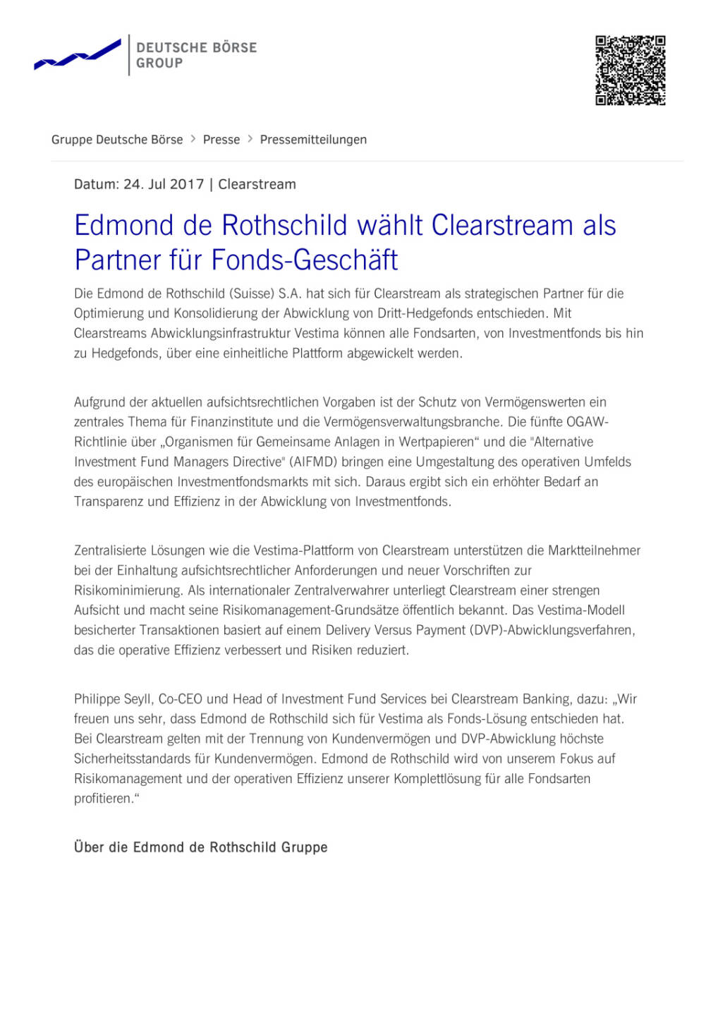 Edmond de Rothschild wählt Clearstream als Partner für Fonds-Geschäft, Seite 1/2, komplettes Dokument unter http://boerse-social.com/static/uploads/file_2295_edmond_de_rothschild_wahlt_clearstream_als_partner_fur_fonds-geschaft.pdf