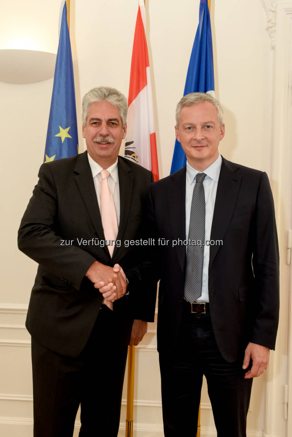 Österreichs Finanzminister Hans Jörg Schelling und Frankreichs Finanz- und Wirtschaftsminister Bruno Le Maire - Bundesministerium für Finanzen: BMF: Schelling begrüßt französischen Finanzminister Le Maire in Wien (Fotocredit: BMF/Bruckberger)