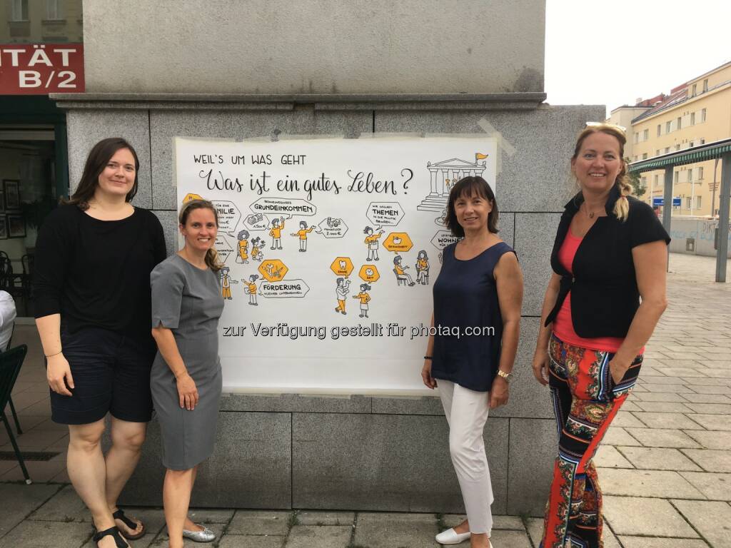 Lana Lauren, Sophie Martinetz, Veronika Pelikan und Maria Baumgartner - Weil´s um was geht!: Auftakt: „Weil´s um was geht!“, das erste Dialogforum zum Thema Wie viel Geld braucht ein gutes Leben? hat gestartet (Fotograf: Alexander Staudigl / Fotocredit: Weil´s um was geht), © Aussender (02.08.2017) 