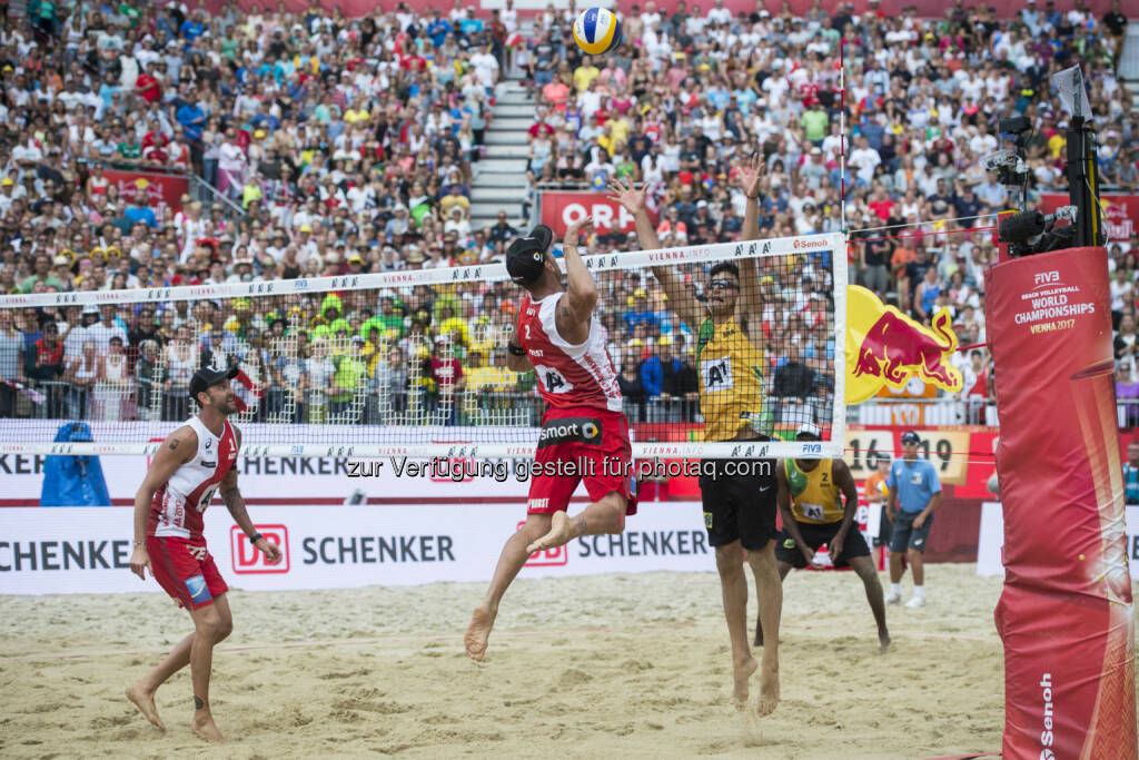 during the Beach Volleyball World Championships in Vienna, Austria on August 6, 2017. - ACTS Sportveranstaltungen GmbH: FIVB Beach Volleyball WM presented by A1: Der Silberschatz der Wiener Donauinsel! (Fotograf: Schuster / Fotocredit: Acts Sport) (07.08.2017) 